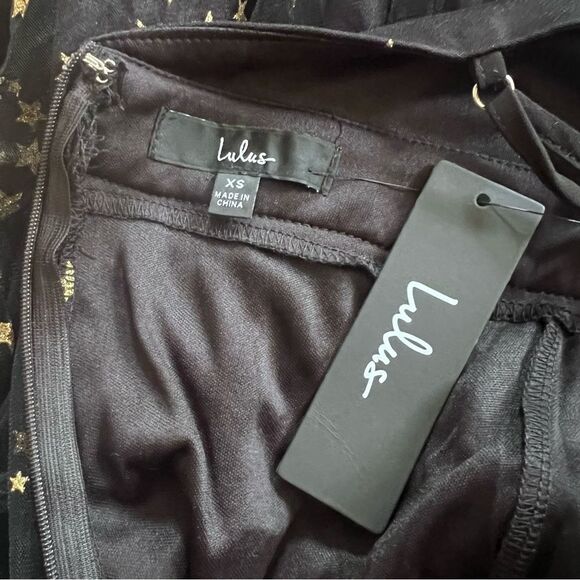 Lulus Favorite Moment Black & Gold Star Print Backless Skater Dress - Picture 15 of 16